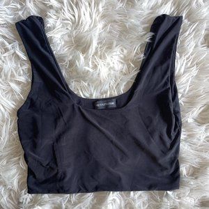 Pretty Little Thing black slinky square neck cropped tank